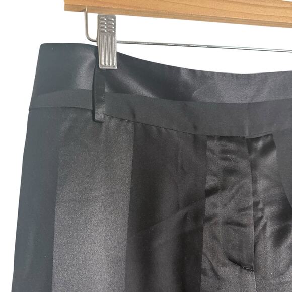 Grace Dane Lewis Black Satin Striped Wide Leg Trouser Dress Pants Size 8 - Picture 4 of 8